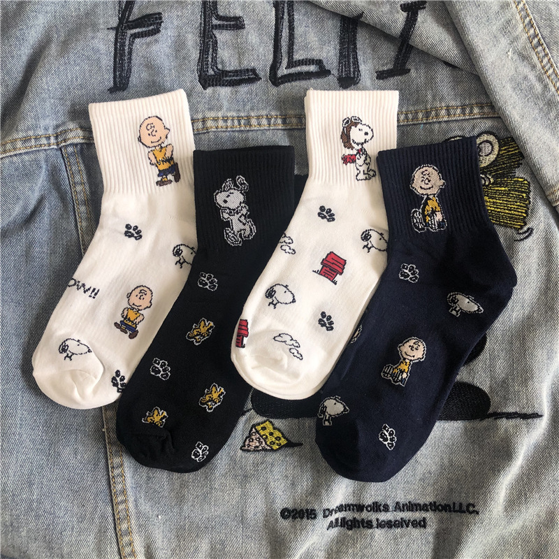 Women's Trendy Cartoon Snoopy Socks Men's Couple's All-Match Cyber Popular Korean Style Sports Socks ins Socks