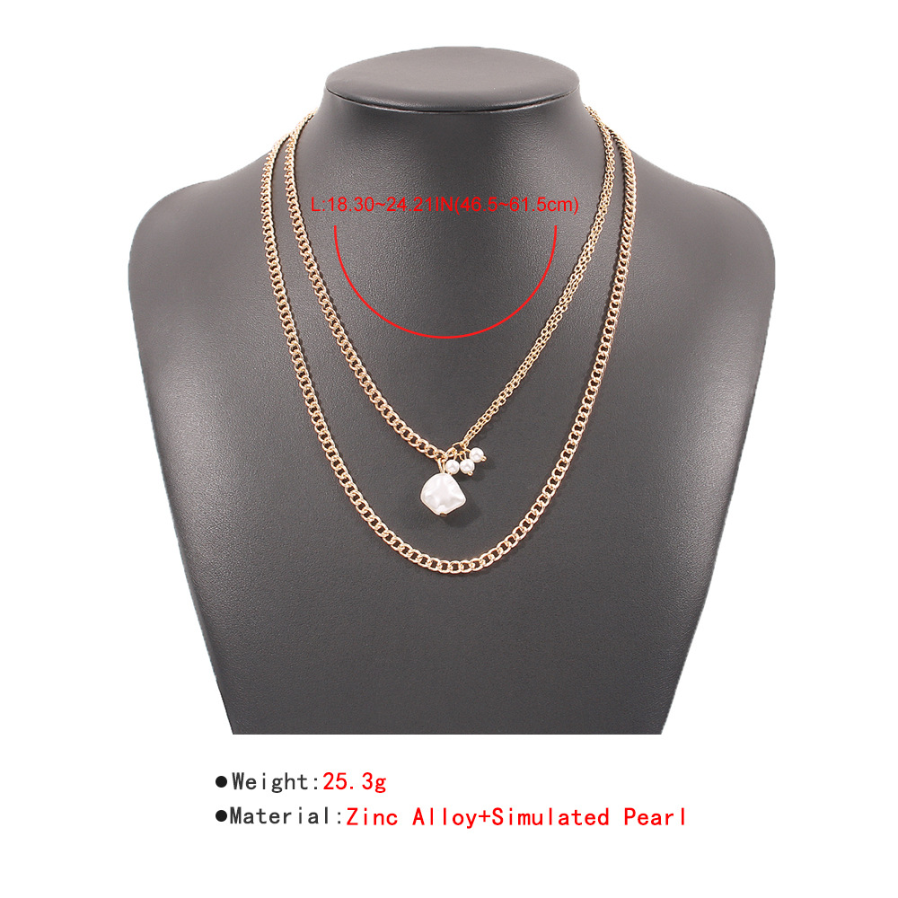 Fashion Special-shaped Imitation Pearl Pendent Double-layer Clavicle Chain display picture 5