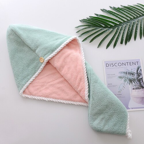 Coral velvet shower cap dry hair cap for women wholesale cute microfiber water-absorbent quick-drying double-layer thickened head dry hair towel