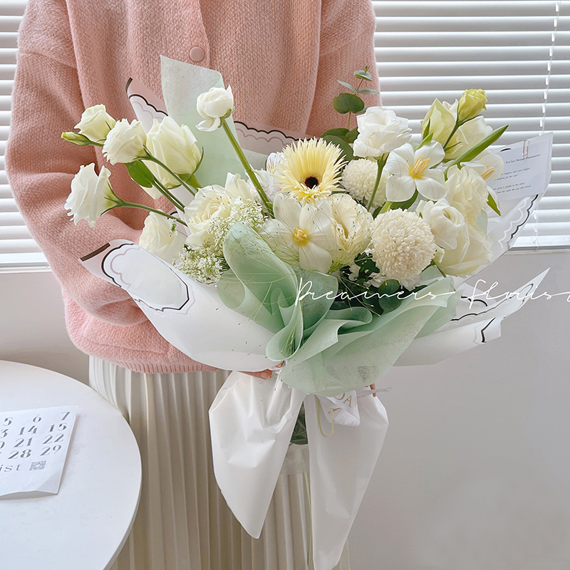 Fábrica de fiestas de flores al por mayor nueva línea de textura flor embalaje florista de color sólido papel de envoltura flor