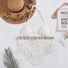 針織刺繡性感小吊帶背心針織鏤空系帶內搭女裝上衣波西米亞民族風