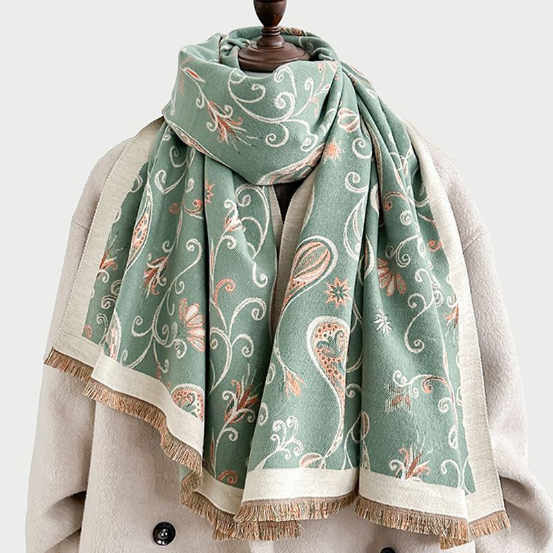 Bufandas coreanas de cachemira de dama 2025 pájaros con un bufón de aire acondicionado que se vuelve más grueso y cálido