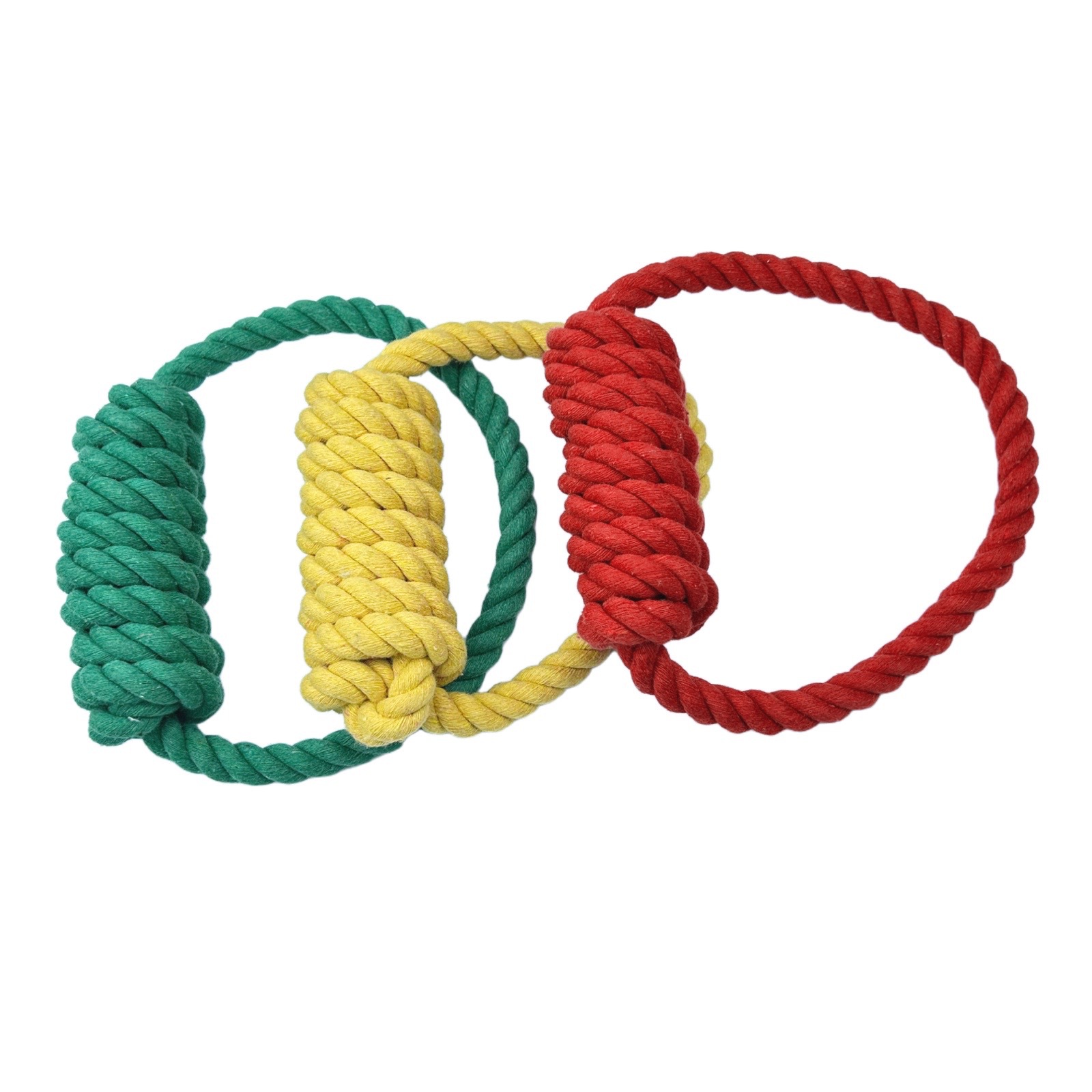 Nuevo Amazon perro cuerda de algodón de juguete cuerda de algodón anillo de tracción nudo molares resistentes a la mordedura de perro mediano y grande suministros para mascotas
