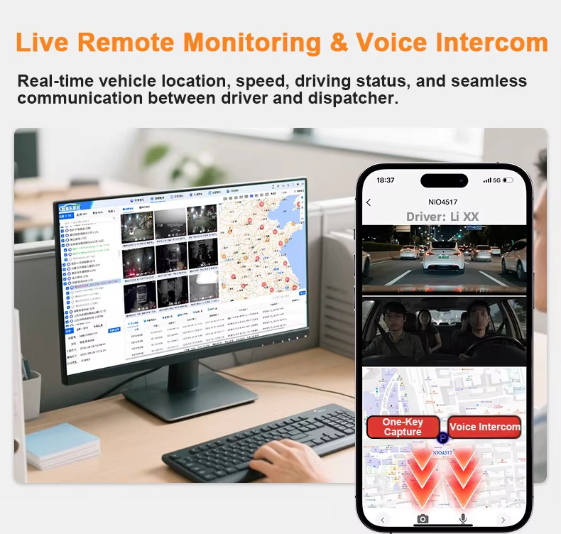 Driving Recorder Customized Remote Monitoring Pure Beidou Positioning Real-Time Video Recording Voice Intercom Api Fleet Management