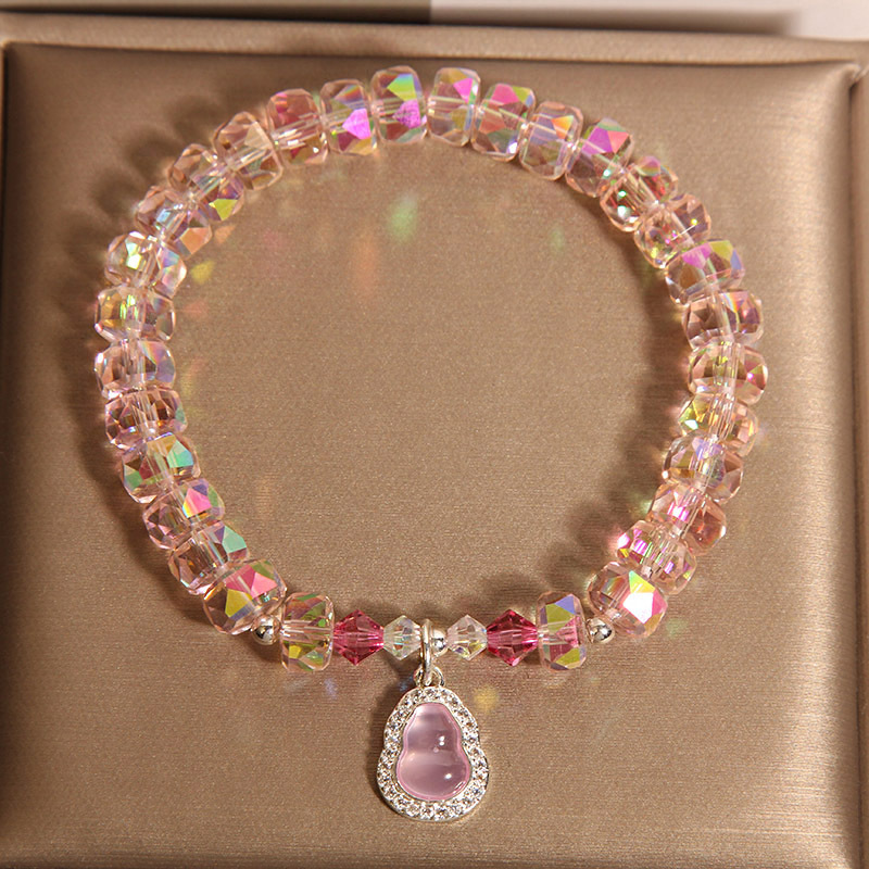 Nueva pulsera de cristal de polvo de cuentas de ábaco chino, verano femenino, lujo ligero, nicho, moda de alta gama, colgante de calabaza, pulsera, pulsera