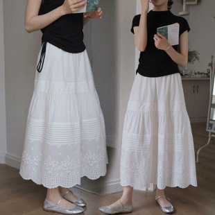 Internet Celebrant Maternity Dress Skirt 2025 Spring and Summer New Heavy Industry Three-dimensional Flower Embroidery Mid-length Belly-supporting A- line Skirt