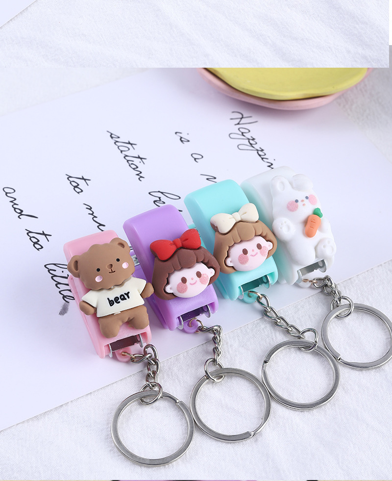 Plastic, Metal Material Cartoon Pattern Cute Style Cute Cartoon Mini Student Stapler Keychain