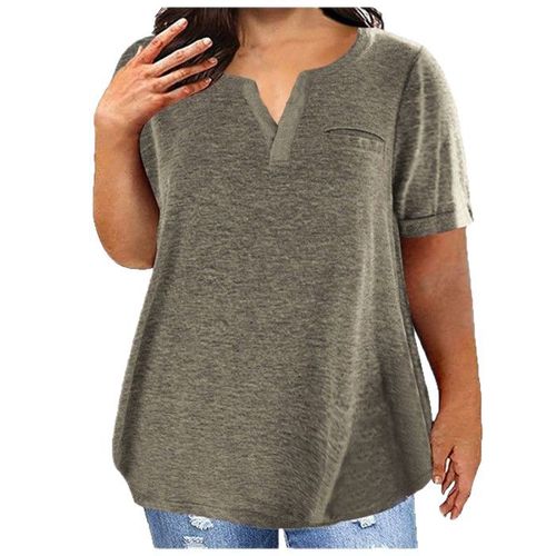 Independent station Western and Spring Summer Upfrosted Short Sleeve Pocket Loose T-shirt for Women
