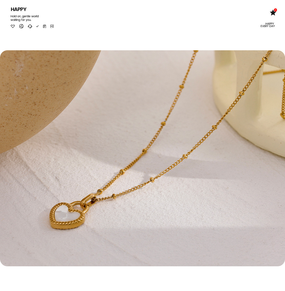 Simple Style Heart Shape Titanium Steel Plating Shell Pendant Necklace 1 Piece