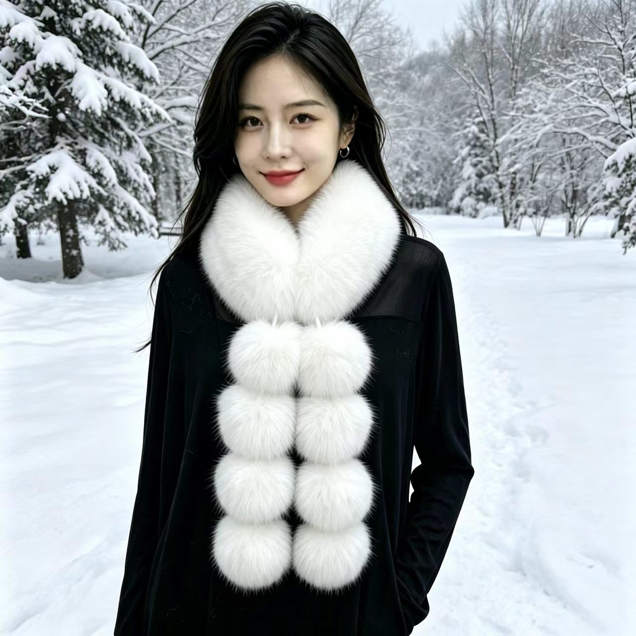 Bufandas gruesas de pelo de piel de collar de pelo caliente de estilo coreano dulce estilo coreano de pelo de zorro