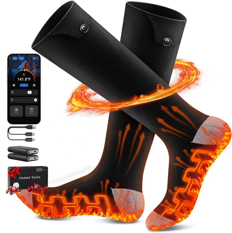 Smart APP temperature control heating socks 3.7v/5v7.4v electric heating socks machine washable outdoor ski heating socks