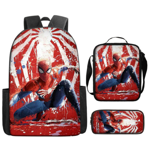 Marvel Spider-Man Dual Shoulder Bag Student School Bag Large Capacity Anime Cartoon Backpack Lunch Bag