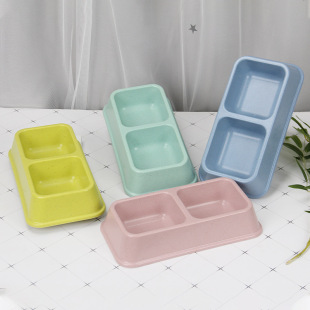 Bobo Pet Bowl Bamboo Fiber Bowl Cat Bowl Dog Bowl Water Bowl Dog Rice Bowl Food Utensils Large, Medium and Small Double Bowl Wholesale