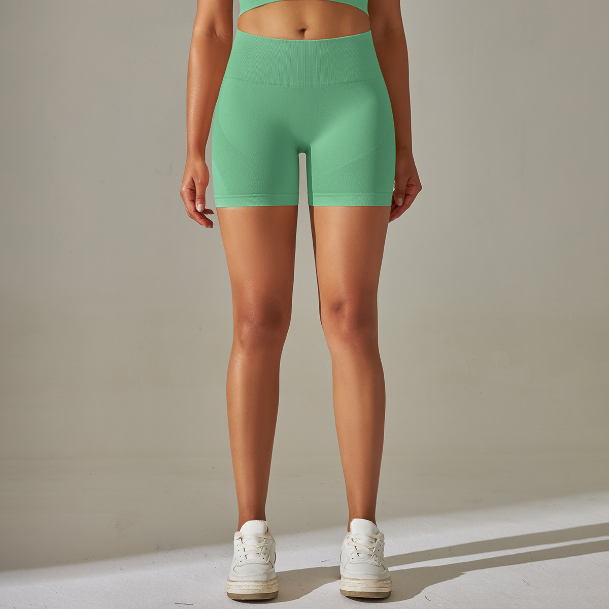 Pantaloni de yoga uni, tricotați fără cusături, culoare piersică, pentru ridicarea feselor și strângerea abdomenului, cu talie înaltă, pentru sport, alergare, fitness_voghion.com
