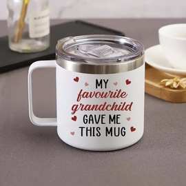 定制跨境14oz不锈钢手柄杯商务办公年会店庆广告高品质礼品杯批发