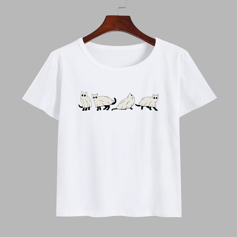 Футболка для внешней торговли с 4 кошками, красочные топы с короткими рукавами и принтом, одежда AliExpress, трансграничная поставка Amazon