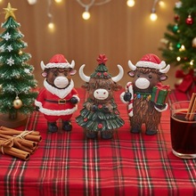 跨境新品圣诞节可爱呆萌高地牛装饰摆件家居庭院万圣节日氛围礼物