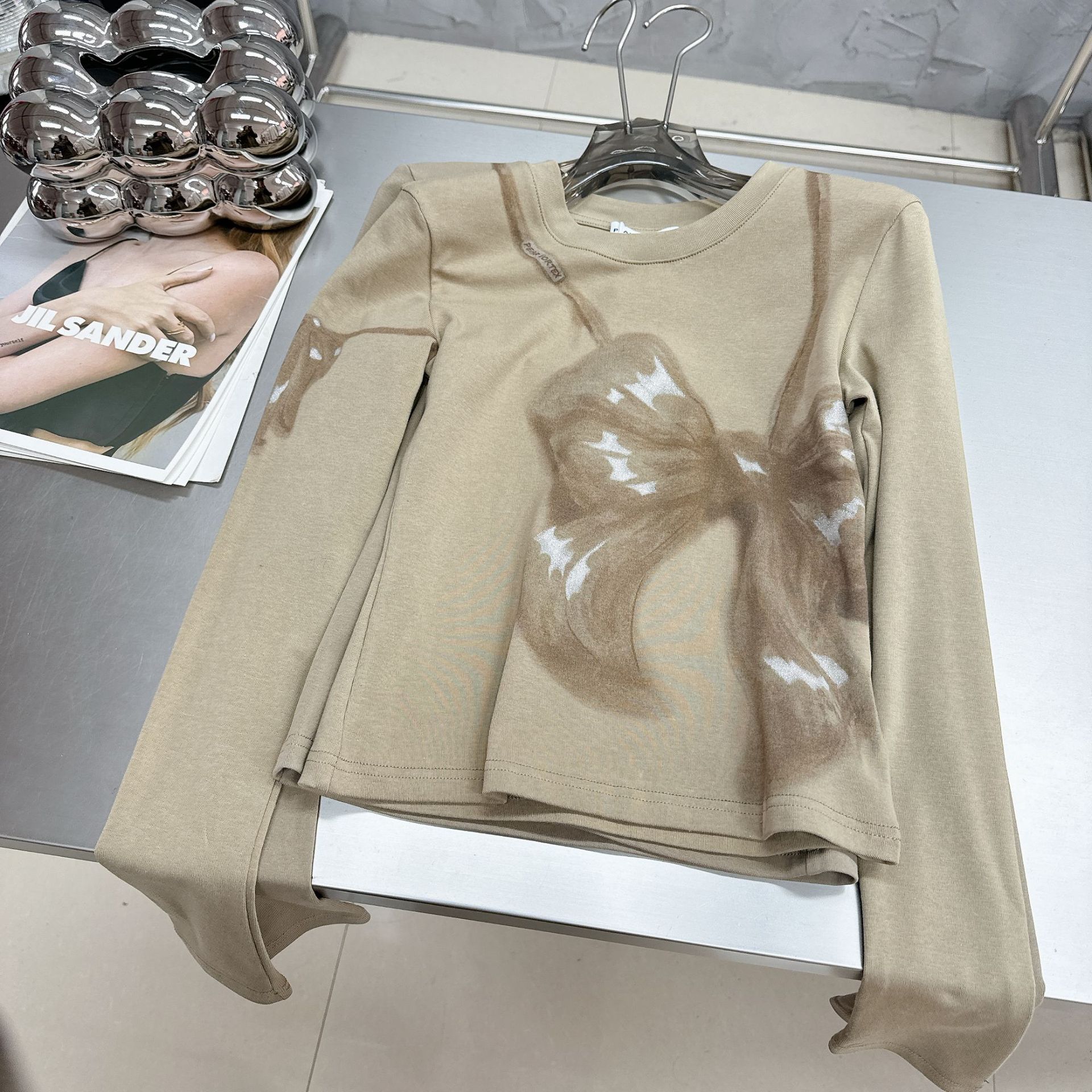 난유 하이 퀄리티 가을 트렌디 한 스파이스 소녀 활 프린트 긴팔 티셔츠 여성용 슬림핏 슬리밍 올 매치 탑 트렌디