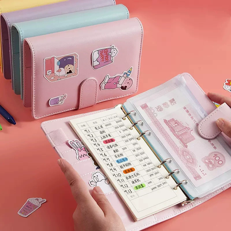 Блокнот Macaron Cash Diary, портативная записная книжка на пружине, стиль кошелек, наборы цветов