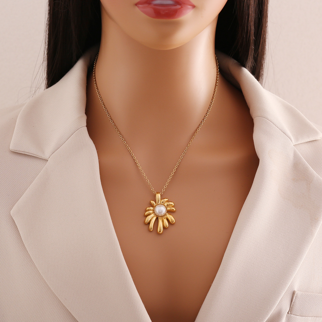 (Cross-border trading), Tide, accessory, chain for key bag  stainless steel from pearl, pendant, flowered 2