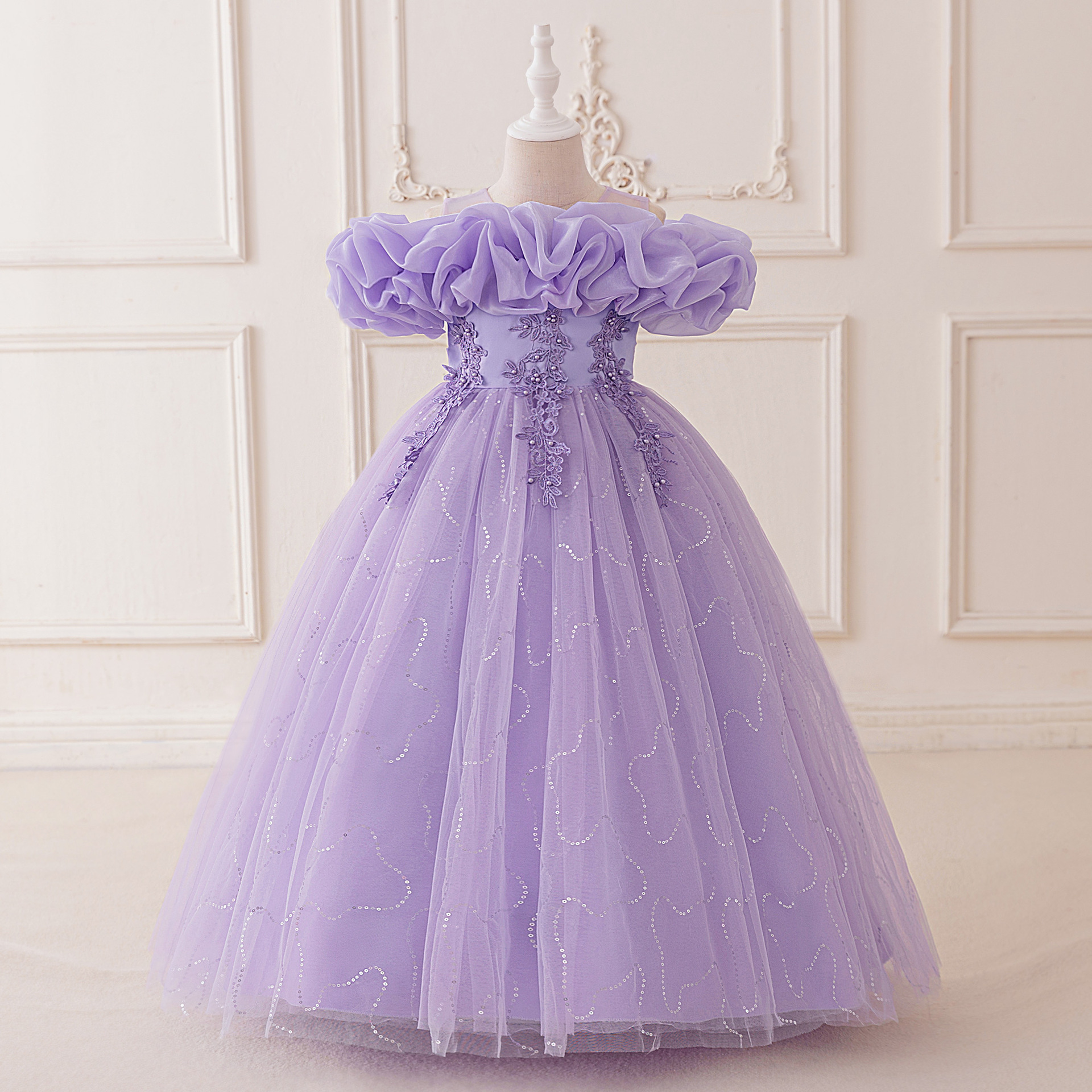 Vestidos para niños, vestidos de princesa, mangas abullonadas con lentejuelas, vestidos de fiesta para niñas, vestidos de fiesta para bebés