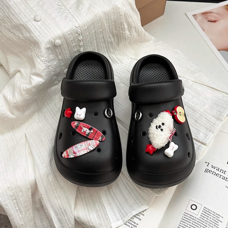 Cute Puppy Thick Sole Cave Shoes Women's Spring and Summer 2025 New Ins All-match Casual Outer Wear Non-slip Beach Sandals