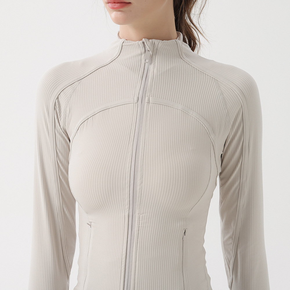 Chaqueta de ropa de yoga otoño e invierno para mujer nueva camisa deportiva acanalada de manga larga para correr pilates entrenamiento traje de ropa de gimnasio