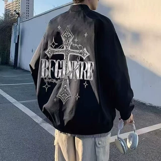 潮流美式棒球服外套新款秋季街头百搭休闲潮流飞行员夹克男生款
