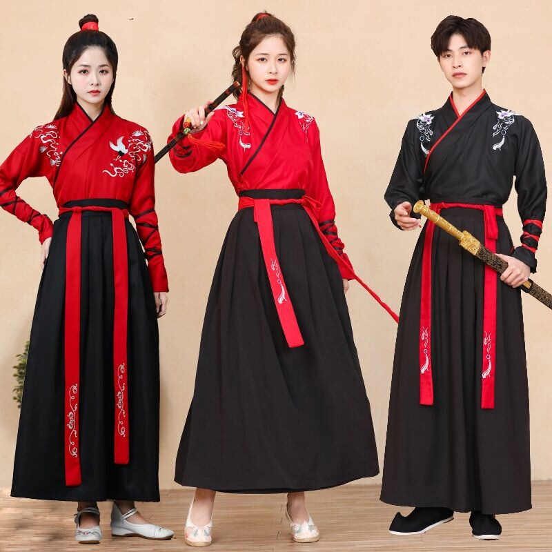 Wuxia-Style Improved Ancient Hanfu Costume for Women and Men, Unisex Student Class Uniform, Chinese Style Snow Dragon's Dance Performance Outfit