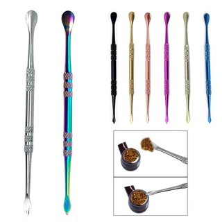 现货不锈钢烟斗工具指甲挑幻彩色剔甲器美甲钢推双头烟膏勺卸甲刨