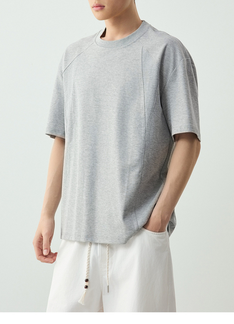 Áo thun nam cổ tròn tay ngắn phong cách công sở, chất liệu cotton thoáng mát, kiểu dáng thể thao — đen chi tiết 29