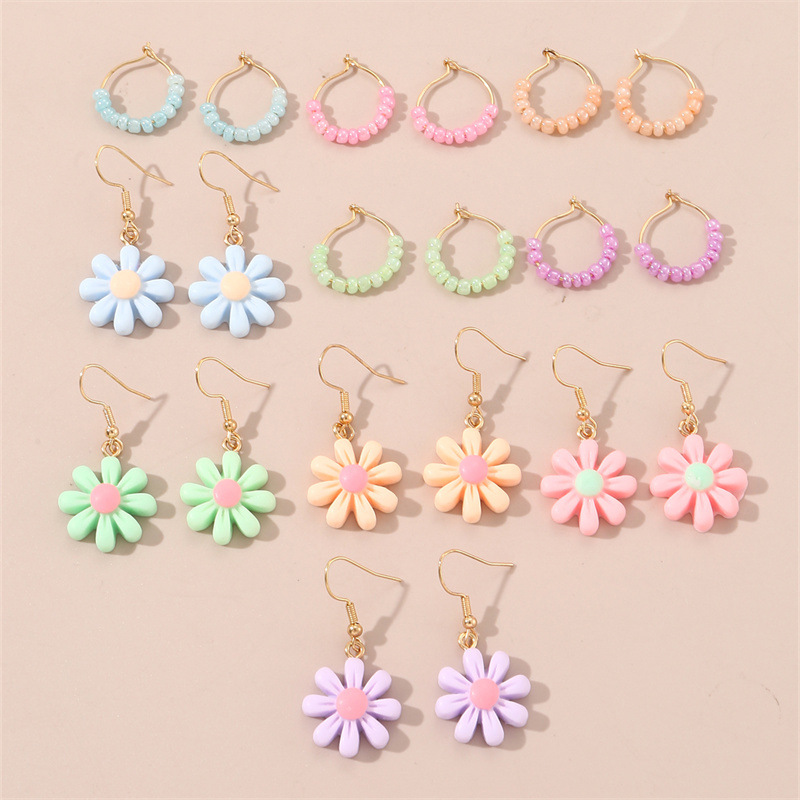 1 Jeu Style Simple Fleur Placage Plastique Boucles D'oreilles display picture 8