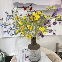 單枝加長多頭星空波斯菊仿真花格桑花客廳擺放婚慶插花裝飾假花