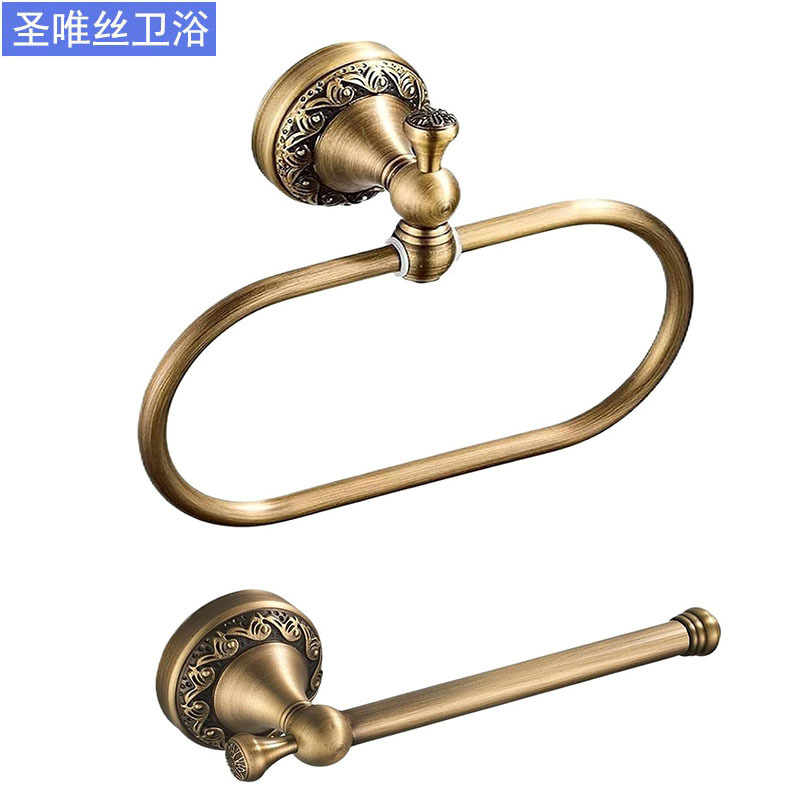 Copper Bathroom Towel Rack, European-Style Tissue Holder, Vintage Bathroom Hardware Accessories, Antique Towel Ring, Tissue Rod