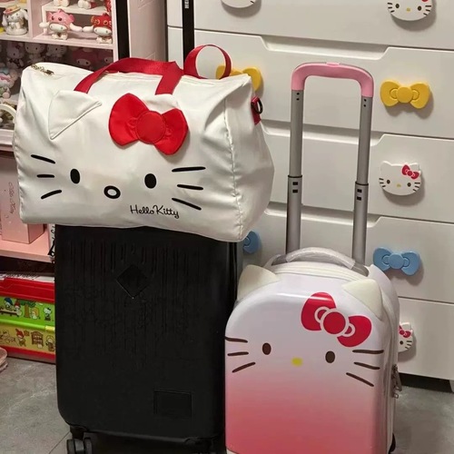 Original Kitty Cat Girls Campus Clothing Storage Bag Lightweight Trolley Travel Business Travel Handbag Luggage Collection Bag