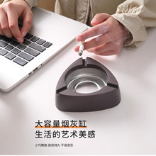 家用不锈钢烟灰缸酒店办公室烟头收纳盒多功能简约弹烟灰车载烟缸
