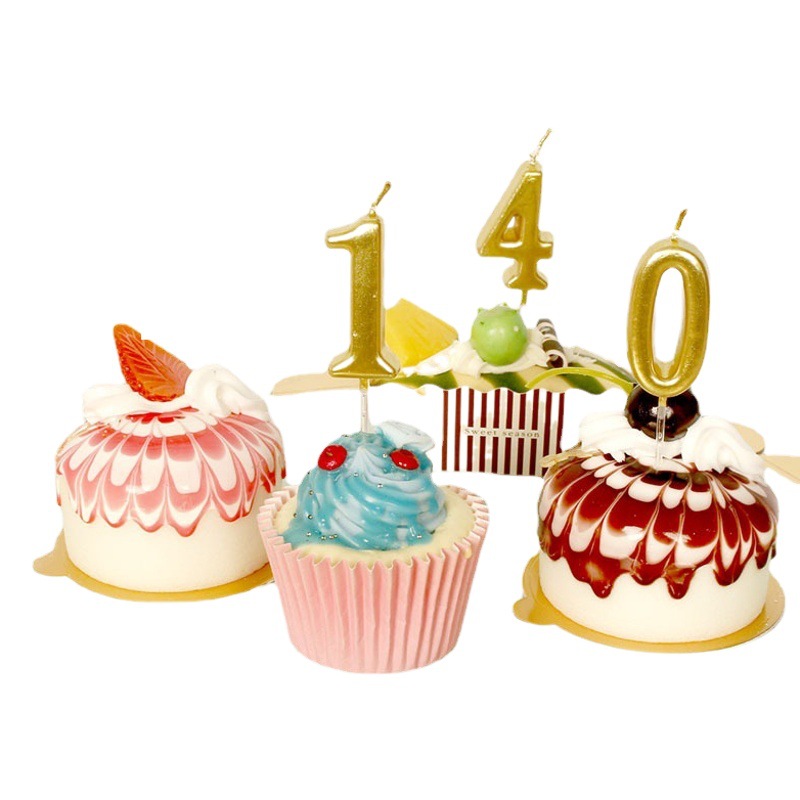 0-9 vela de cumpleaños digital pequeño tamaño creativo local oro pastel de años de edad para niños sin humo pequeña vela fábrica al por mayor