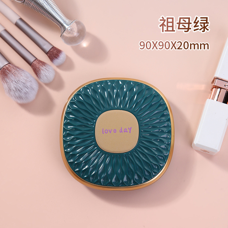 Espejo de tapa cuadrada portátil de viaje espejo de doble cara de mano un lado ampliado espejo de princesa espejo de maquillaje plegable HD