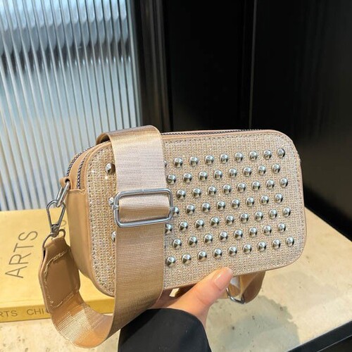 Commuting Fashion Bag 2025 Trendy Rivet Personality Women's Shoulder Strap Crossbody Bag Small Square Bag