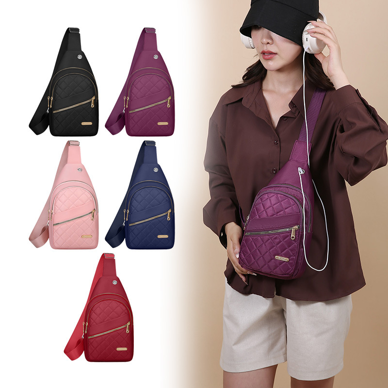 Nuevo bolso de pecho de moda de diamante de lujo ligero para mujeres, bolso de hombro de nicho de gran capacidad, bolso de transporte simple al por mayor