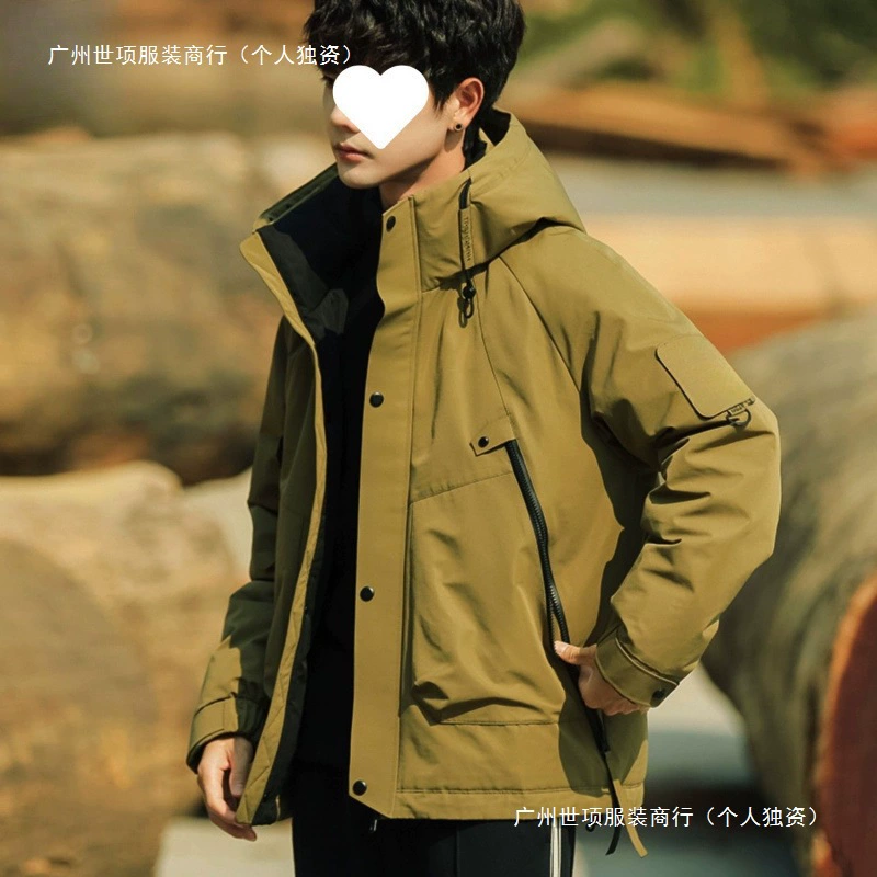 Пуховик мужской 2024 зимний штурмовой пуховик куртка три анти-мойки модная на открытом воздухе теплая и холодная одежда