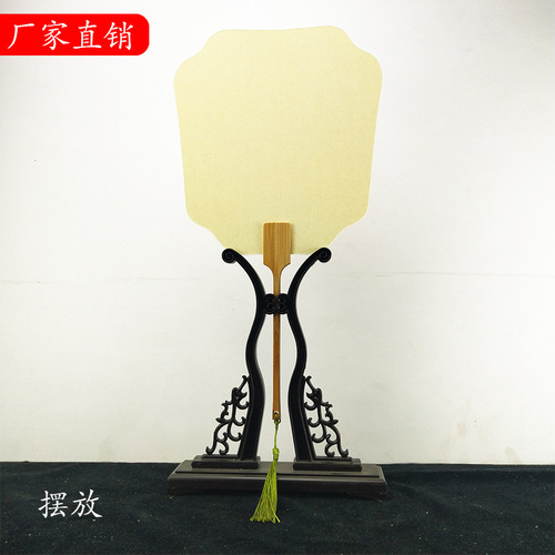 Double-sided thick Xuan paper blank round fan, half-raw hand-painted Chinese painting DIY calligraphy and creative ancient-style long handle fan surface