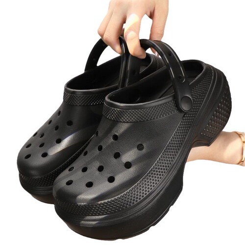 Women's Summer New Outdoor Slip-Resistant Thick Sole Hole Shoes Slippers Beach Shoes Heeled Snow House Cap Shoes