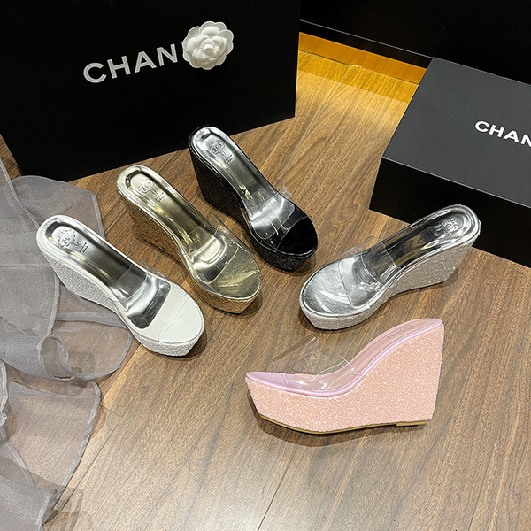 Sandals wedge heel with extremely high heels platform