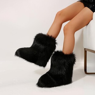 D 18401 Fur Fox Fur Winter Boots ����ëѩ��ѥ