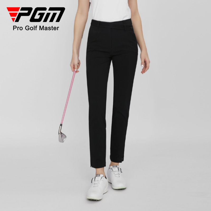 Quần golf nữ dài tôn dáng PGM co giãn cao thắt lưng lưới — KUZ145-màu trắng, KUZ145-Kaki, KUZ145-Màu đen