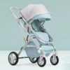 Green stroller with seat, can sit and lie
