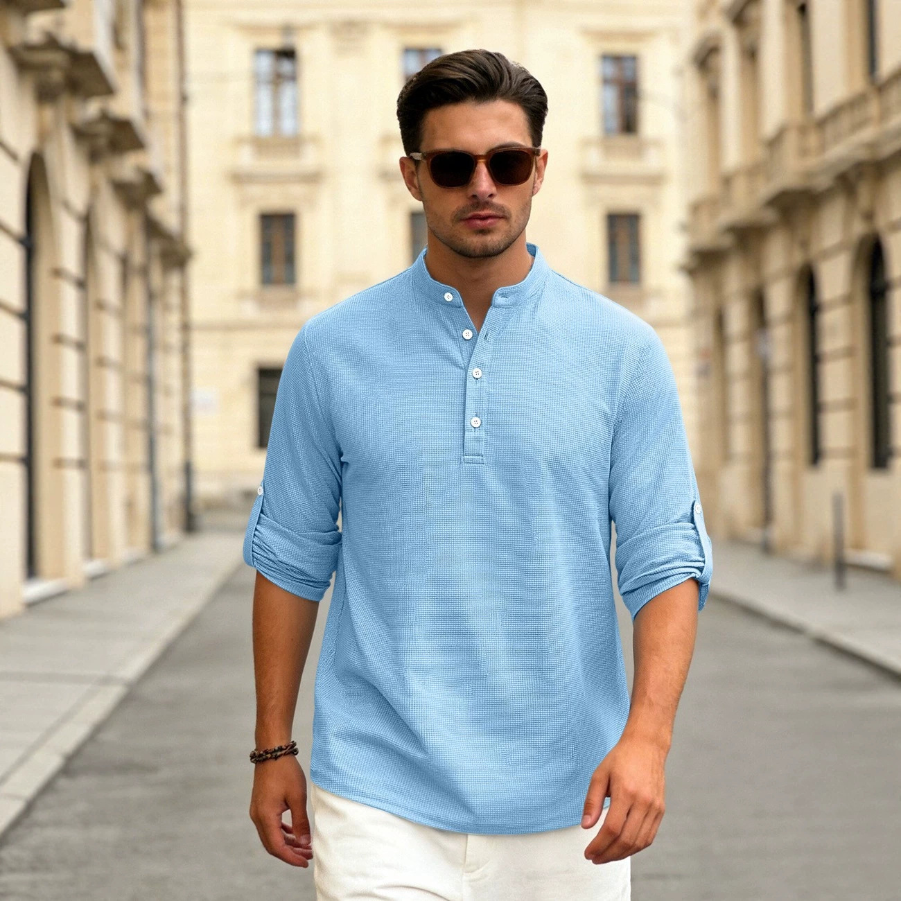 Europa y Estados Unidos transfronterizos TK estación independiente hombre polo de manga larga botón transpirable de verano casualidad camiseta de polo a cuadrillas