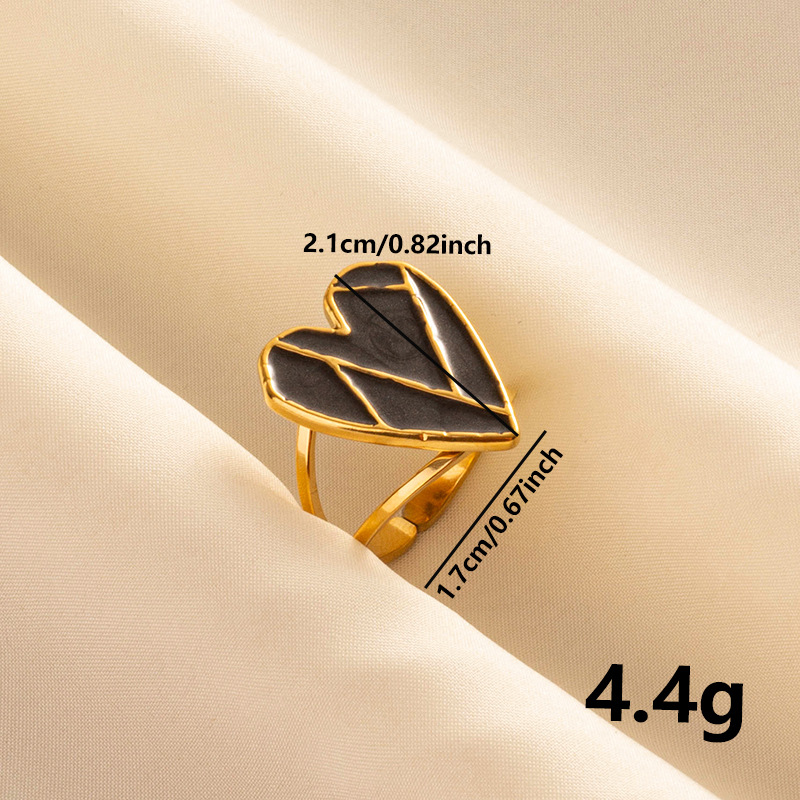 304 Stainless Steel French Retro Love Oil Dropping Opening Ring Women's Niche Design Sense Ring Jewelry in stock