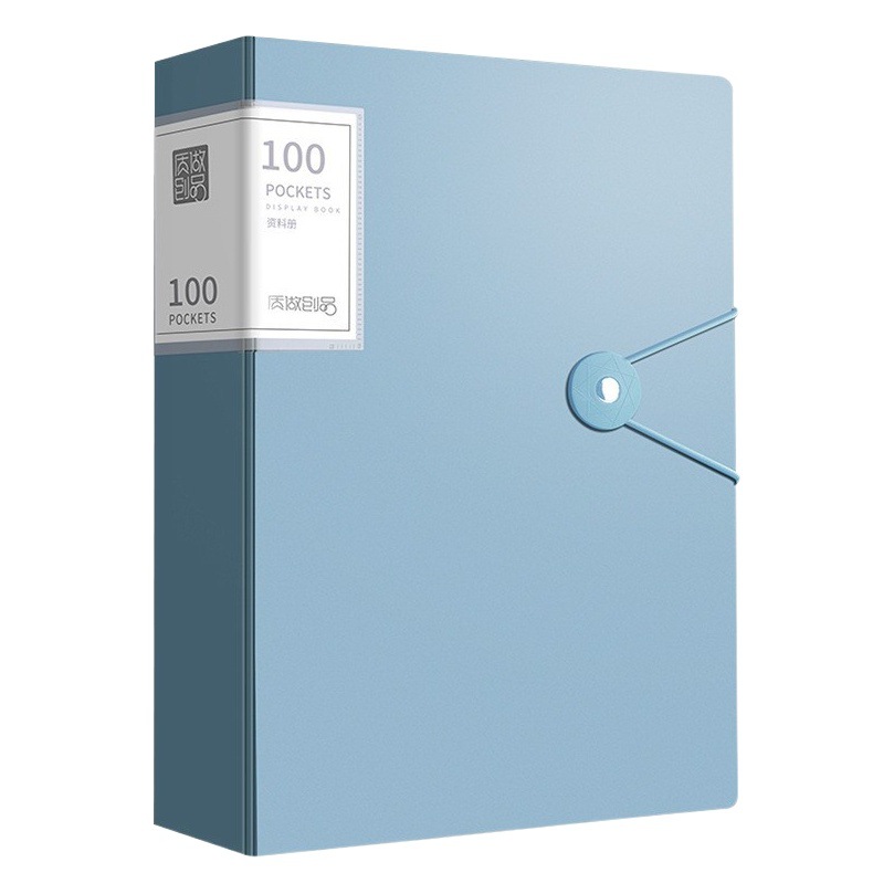 A4 Solid Color Buckle File Folder with Transparent Inserts for Organizing Test Papers and Documents, Suitable for Office Use